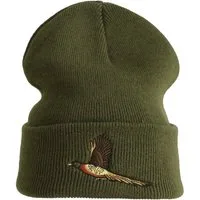 Baddery Beanie Strickmütze: "Fasan" - Geschenk für Jäger - Förster Wald, hochwertiger doppellagiger Strick, Stick-Motiv, One Size