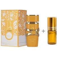 Lattafa Duft-Set Parfümöl Candy, Moi, Tous, Yara Concentrate Oil 20ml + leerer Roll-On, 1-tlg.