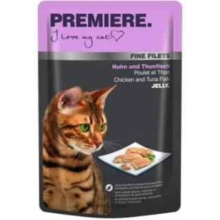 PREMIERE Fine Filets Nassfutter Katze Adult Jelly Huhn und Thunfisch 24x100 g