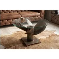 riess-ambiente Couchtisch OCEAN M Ø60cm transparent / kupfer geflammt (Einzelartikel, 1-St), Wohnzimmer · Glasplatte · rund · Maritim · Schiffsschraube · Metall