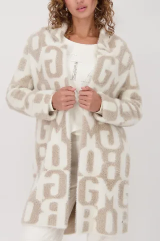 monari - Jacke mit Schriftmuster truffle gemustert - Gr. - 42
