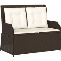 vidaXL Loungesofa Gartenbank Verstellbar mit Kissen Braun Poly Rattan, 1 Teile