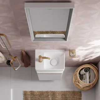 hansgrohe Xelu Q Handwaschbecken 61085450 360x250mm, Ablage links, mit Hahnloch, ohne Überlauf, SmartClean, weiß