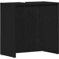 vidaXL Badezimmer-Set Badschrank Schwarz Eichen-Optik 60x33x61 cm Holzwerkstoff, (1-St)