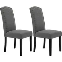 Woltu 4-Fußstuhl (Set, 2 St), Esszimmerstühle mit Rückenlehne, Leinenbezug