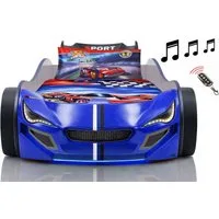 Aileenstore Autobett TURBO GTE (inkl. Zubehör), Kinderbett 90x200, Lattenrost,LED,Unterbodenlicht,Sound,Fernbedienung