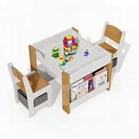GarveeMore Kindertisch Kindertisch Und Stuhl Set Mit Bücherregal 1 Tisch 2 Stühle Set