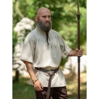 Vehi Mercatus Wikinger-Kostüm Klassisches Mittelalter Hemd kurzarm, Natur "Rainald"
