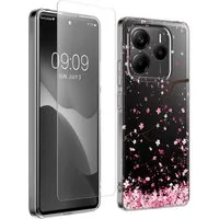 kwmobile Handyhülle Hülle für Xiaomi Redmi Note 14 5G (Nicht für 4G) Handyhülle - Silikon, Case mit Schutzfolie Kirschblütenblätter Design