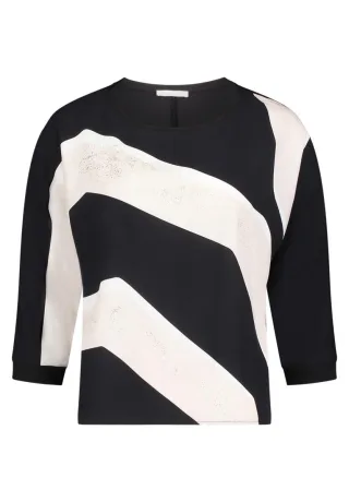 Betty & Co - Patchwork-Shirt schwarz - Gr. - XL