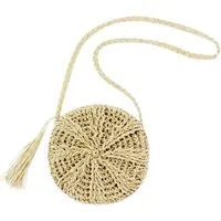 Zaewry Strandtasche Vintage Strandtasche Strand Stroh Handtasche Rund Crossbody Tasche, für Damenreisen und Urlaub