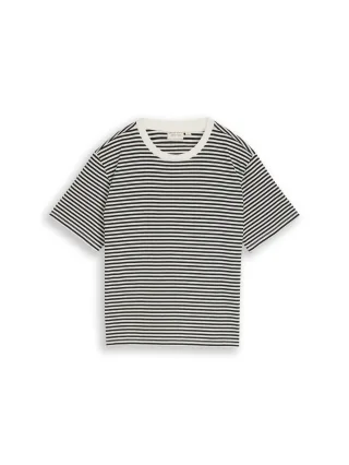 Denim Tom Tailor - Boxy Fit T-Shirt black white stripe - Gr. - M
