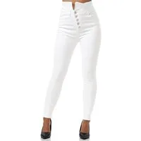 Elara Straight-Jeans — Damen High-Waist Skinny Jeans mit Korsettbund und Knopfleiste
