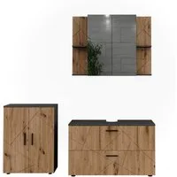 Vicco Badmöbel-Set Irma, Anthrazit/Goldkraft Eiche, 3 Teile, (3-St., 3er Set)
