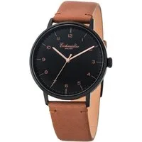 Eichmüller Quarzuhr Herrenuhr Hellbraun Schwarz Lederband 41 mm 3033-05, – stilvolle Herrenuhr mit zeitloser Eleganz