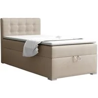 Deine Möbel 24 Boxspringbett TEEN 3 Bett für Teenager Jugend Jugendbett Einzelbett (Jugendzimmer Beige Grau Hellgrau Grau Anthrazit Schwarz, 3-St., Bonellfederkern-Matratze H3 Taschenfederkern-Matratze H4), 90x200 100x200 Polsterbett Velours