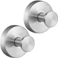 LuxusKollektion Handtuchhaken Wandhaken Saugnapf Saugknopf Wiederverwendbar Edelstahl 2 Stück silber