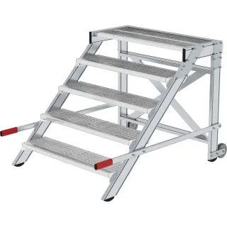 Munk Arbeitspodest fahrbar, Stufenbreite 1000 mm, Stahl-Gitterrost - 050441