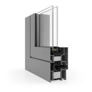 Alufenster Anthrazit, Aluminium-Profil Aluprof MB-79 HI, Anthrazit RAL 7016, 500 x 500 mm, 1-teilig festverglast, nach Maß