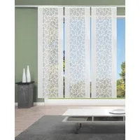 HOME WOHNIDEEN Schiebegardine 88634 3er-Set SCHIEBEGARDINEN Jacquard, weiß, 245x57 cm, Paneelwagen, halbtransparent, 100% Polyester