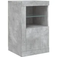 vidaXL Beistellschrank Beistellschrank mit LED-Leuchten Betongrau Holzwerkstoff (1-St)