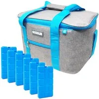 ToCi Kühltasche 14 L Kühltasche Campingtasche Picknick Tasche Grau + 6x 200ml Kühlakku
