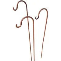 Deko-Impression Gartenstecker 3er-Set Gartenstab m. Haken Laternenhaken Eisen massiv Rost je 80 cm (3-St)