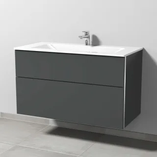 Sanipa 3way Glas-Set Glas-Waschtisch und Unterbau mit 2 Auszügen, Anthrazit-Matt BR20422