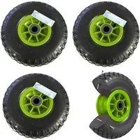 TRUTZHOLM Sackkarren-Rad PU-Rad 260x85 mm 3.00-4 75 mm zentrierte Nabe Ø 20 mm grün Vollgummi (Spar-Set, 4er Set)