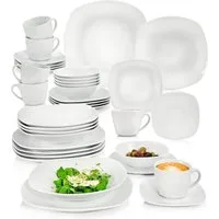 SÄNGER Kombiservice Bilgola Geschirrset, Weiß (36-tlg), 6 Personen, Porzellan, spülmaschinengeeignet, Premium Collection