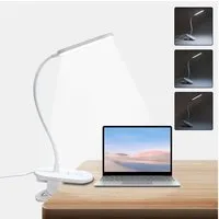 LQWELL LED Leselampe Klemmlampe Leselampe Bett, Dimmbare Klemmleuchte, LED fest integriert, 3 Helligkeitsstufen & 360° Flexible Klemme Schreibtischlampe, mit Touch-Funktion für Heimbüro