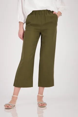 monari - Verkürzte Wide Leg Hose olive - Gr. - 46
