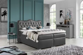 Boxspringbett Schlafzimmerbett SAHAN 180x200cm Kunstleder Dunkelgrau