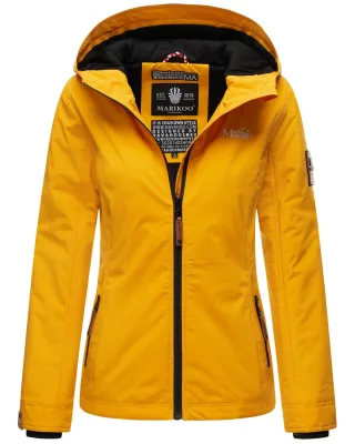 Marikoo Damen Übergangsjacke leichte wind- und wasserabweisende Jacke mit Kapuze Gelb