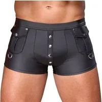 NEK Boxershorts Boxershorts mit Druckknöpfen und Taschen - schwarz (1-St) Betonende Mattlook-Pants