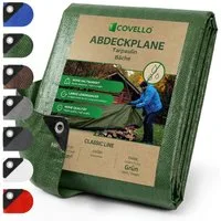 Covello Schutzplane 90g/m² grün, Abdeckplane mit Ösen wasserdicht, Plane UV-stabilisiert in vielen verschiedenen Farben & Größen