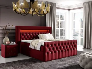 Boxspringbett Schlafzimmerbett SEVRA Nr.1 180x200cm in Elisa Velvet Bordeauxrot
