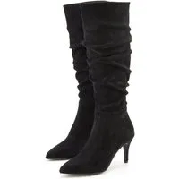 LASCANA Langschaft, High-Heel Stiefelette, Slouchy Boots, Stiefel, Reißverschlussstiefel mit elegant modischer Raffung