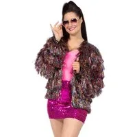 Metamorph Kostüm Lametta Disco Jacke bunt, Knallig glitzernde Jacke fürs Festival-Outfit