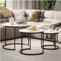 Vicco Couchtisch Montreal, Weiß/Schwarz/Schwarz, 55 x 55 cm 3 Teile (3-St)