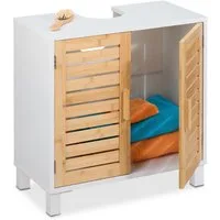 relaxdays Waschbeckenunterschrank mit Bambus Türe
