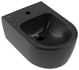 Villeroy & Boch Bidet Skyla 448200 530x370x215mm Oval wandhängend Pure Black CeramicPlus 448200R7