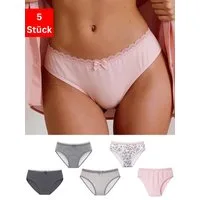 Elegant Love Hipster Damen Slips – Bequeme Unterwäsche Panties mit Baumwollzwickel (Packung, 5-St., 5er-Pack) Weiche Basic-Unterhose aus Baumwolle mit Spitze & Schleife
