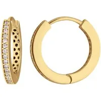 Schmuck Krone Paar Creolen Paar Ohrringe Creolen mit Zirkonia aus 375 Gelbgold 17x2mm, Gold 375