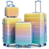 LVHOM Hartschalen-Trolley Handgepäck-Trolley&Koffer 2/4-St.14"/20"/24"/28", leise Rädern für Tour, Geschäftstrip, Familienurlaub, längere Erkundungen, Flughafentransfers
