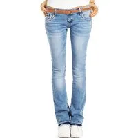 be styled Low-rise-Jeans Bootcut Jeans Hüftjeans Hose Schlagjeans, offener Saum, Damen – j40g-2