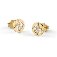 Guess Paar Ohrstecker JUBE06040JWYGWHT/U, für Damen Flowers Weiß Goldfarben