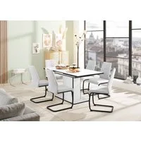 HELA Essgruppe Ariana, Esstisch mit 6 Stühlen, ausziehbarer Küchentisch, (Set, 7-tlg., 1 Tisch ausziehbar / 6 Stühle), Tisch 120-160cm, 6 Stühle mit hoher Belastbarkeit