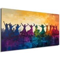 DARO Design Leinwandbild Modern Abstrakt Wandbilder XXL Wandbild Wand Deko Leinwand Bilder, (tanzende Afrikaner), 30x20cm
