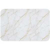 OnlyWow Badematte Weiß - Marmor - Gold - Luxuriös, Höhe 10 mm, Polyester, Rechteckig, Badezimmerteppich, Badteppich, Rutschfest, Badvorleger, Waschbar